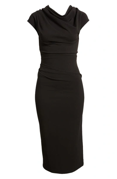 Shop Nikki Lund Marilyn Ruched Knit Dress In Black