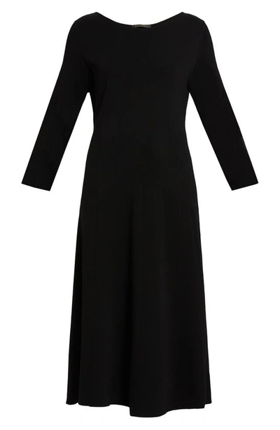 Shop Marina Rinaldi Milano Long Sleeve Knit A-line Midi Dress In Black