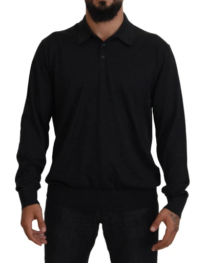 Shop Dolce & Gabbana Black Cashmere Collared Pullover Sweater