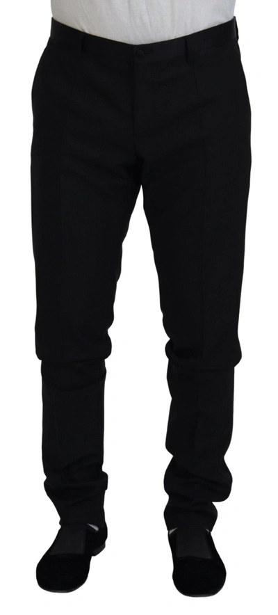 Shop Dolce & Gabbana Black Wool Chino Dress Formal Pants