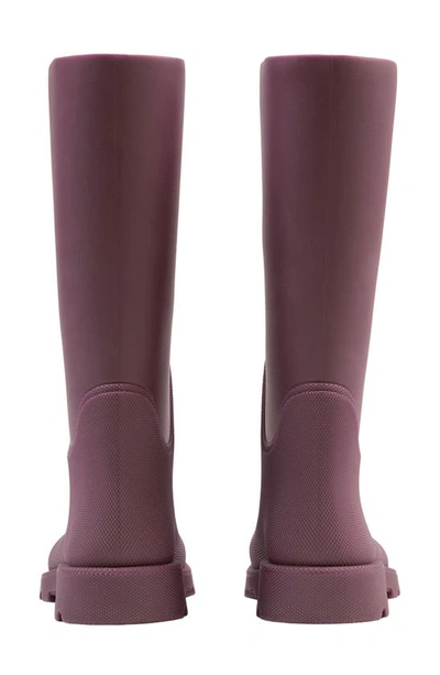 Burberry Rubber Marsh Boots With Rounded Toe And Knee Length In Plum