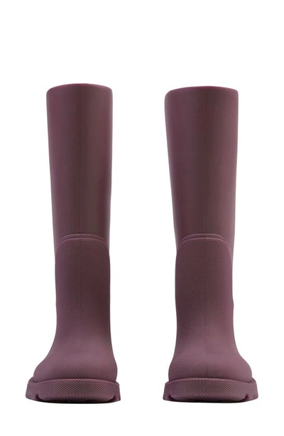 Burberry Rubber Marsh Boots With Rounded Toe And Knee Length In Plum