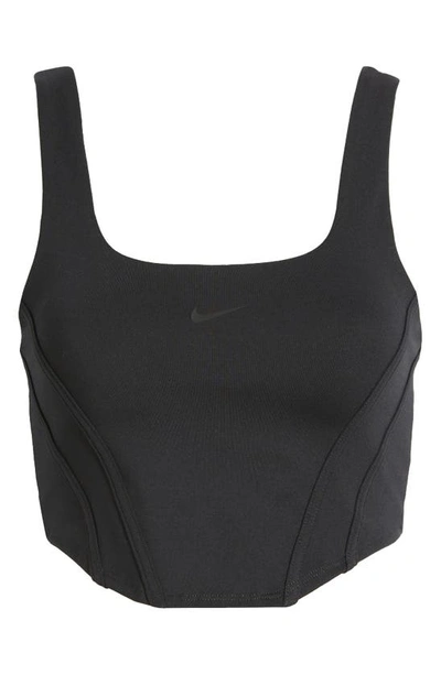 Shop Nike Sportswear Light Support Corset Bra In Black/ Black