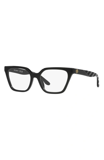 Shop Tory Burch 53mm Rectangular Optical Glasses In Black
