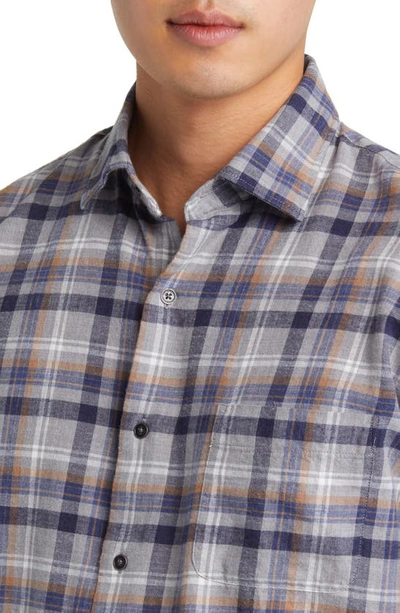 Shop Peter Millar Iron Way Plaid Button-up Shirt In Gale Grey