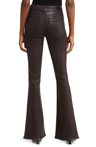 Shop Paige Lou Lou Coated Split Flare Hem Jeans In Black Cherry Luxe Coating