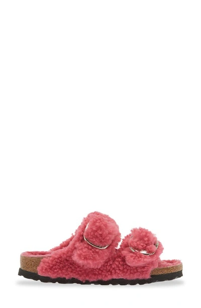 Birkenstock Women's Arizona Big Buckle Shearling Slide Sandals In Fuchsia Tulip