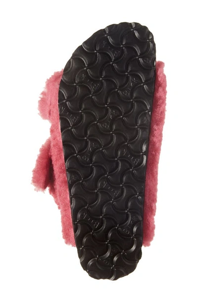 Birkenstock Women's Arizona Big Buckle Shearling Slide Sandals In Fuchsia Tulip