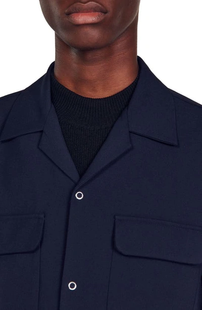 Shop Sandro Joker Button-up Shirt In Marine