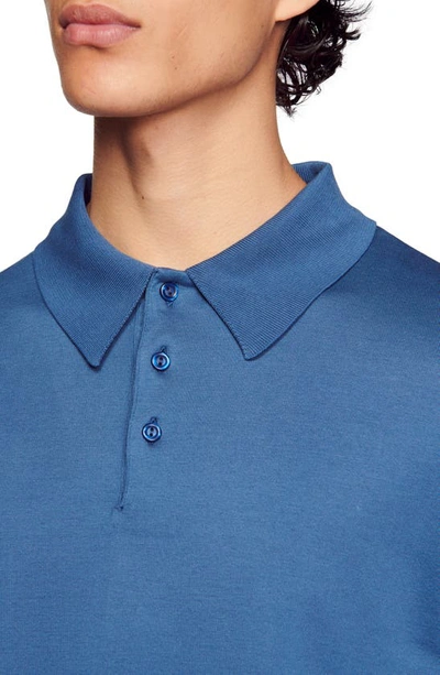 Shop Sandro Rib Cotton Polo In Blue