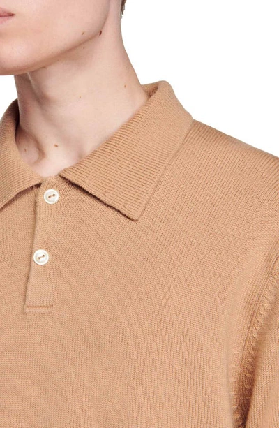 Shop Sandro Nelson Long Sleeve Wool & Cashmere Sweater In Camel