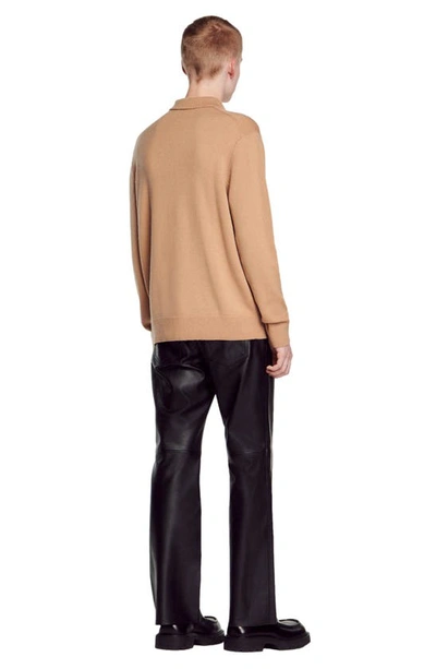 Shop Sandro Nelson Long Sleeve Wool & Cashmere Sweater In Camel
