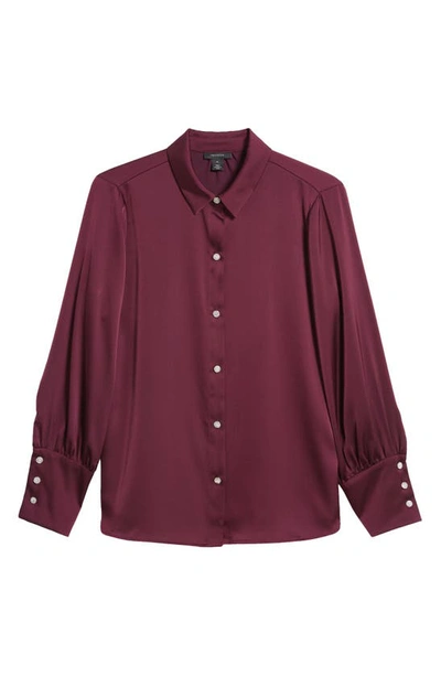 Halogen Button-up Shirt In Deep Ruby