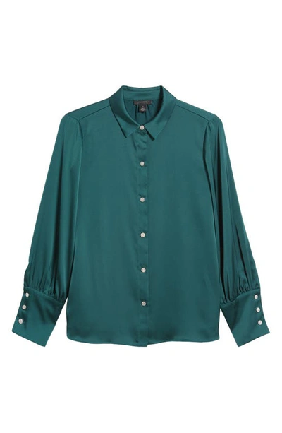 Halogen Button-up Shirt In June Bug Green