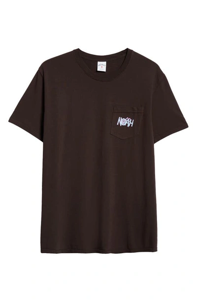 Shop Noah Chaos Pocket Graphic T-shirt In Dark Brown