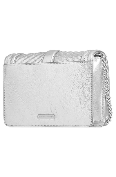 Shop Rebecca Minkoff Small Love Leather Crossbody Bag In Silver/silver