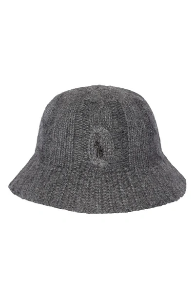 Shop Polo Ralph Lauren Classic Merino Wool Blend Cable Bucket Hat In Charcoal