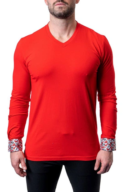 Shop Maceoo Edison Frenchie Red V-neck Long Sleeve T-shirt