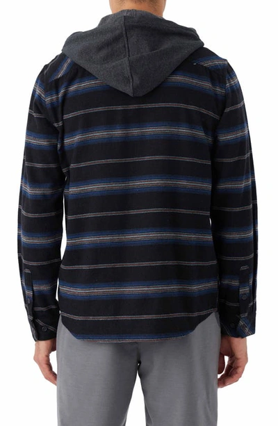 Shop O'neill Redmond Hooded Flannel Button-up Shirt In Black