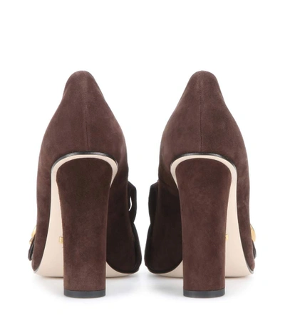 Shop Gucci Suede Loafer Pumps In Brown