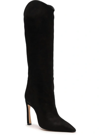Shop Schutz Maryana Sculpt Womens Suede Pull On Knee-high Boots In Black