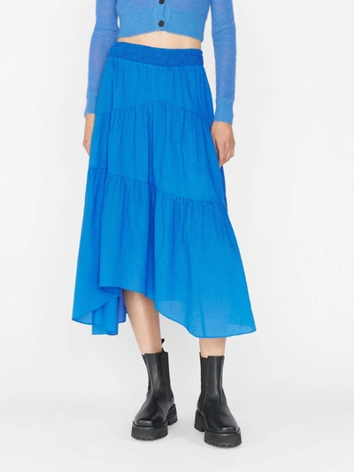 Shop Frame Gathered Seam Skirt In Cornflower Blue In Multi
