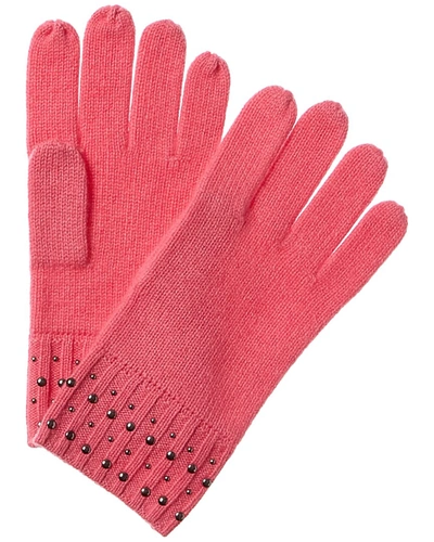 Shop Forte Cashmere Fashion Studded Cashmere Gloves In Pink