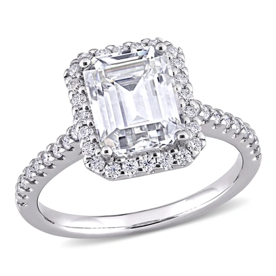 Mimi & Max 2 7/8ct Dew Emerald Created Moissanite Halo Engagement Ring In 10k White Gold In White