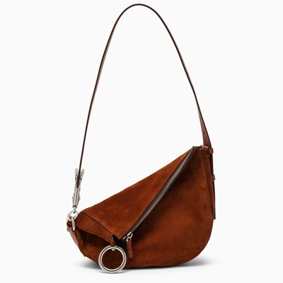 Shop Burberry | Knight Small Copper Suede Bag In Brown
