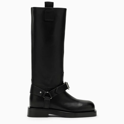Shop Burberry Saddle High Leather Boot In Black