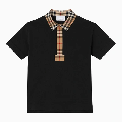 Shop Burberry | Black/beige Cotton Polo Shirt