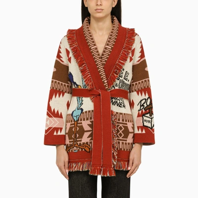 Shop Alanui Willi E And Road R Oops Multicoloured Cardigan In Red