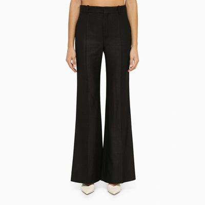 Shop Chloé | Black Flared Trousers In Silk And Wool