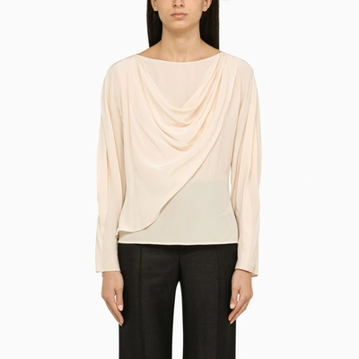 Chloé Flower-embellished Wool Blouse In Pink