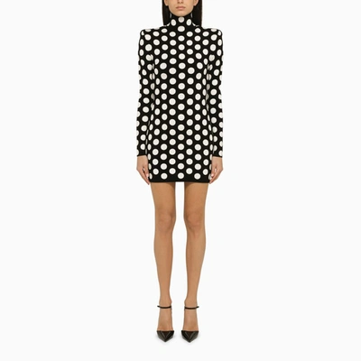 Shop Balmain | Black Polka Dot Mini Dress
