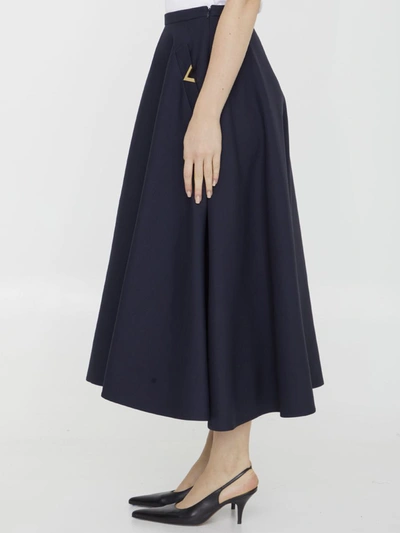 Shop Valentino Crepe Couture Midi Skirt In Blue