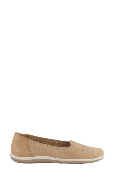 David Tate Italy Knit Ballet Flat In Camel Fabric