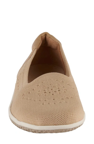 David Tate Italy Knit Ballet Flat In Camel Fabric