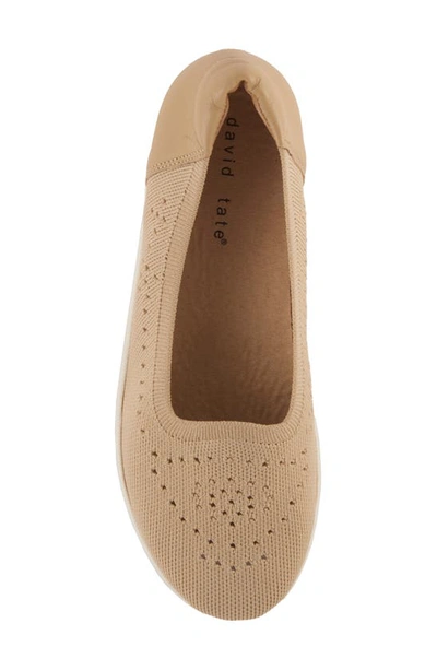 David Tate Italy Knit Ballet Flat In Camel Fabric