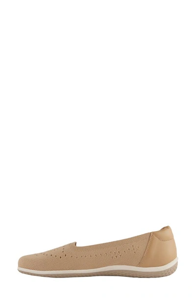 David Tate Italy Knit Ballet Flat In Camel Fabric
