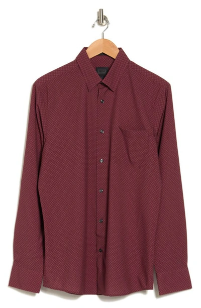 Shop 14th & Union Trim Fit Minifoulard Long Sleeve Button-up Shirt In Burgundy- Pink Mini Foulard