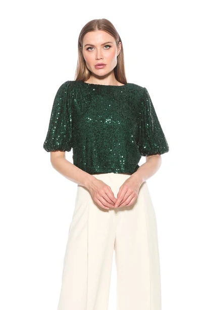 Shop Alexia Admor Blake Sequin Top In Emerald