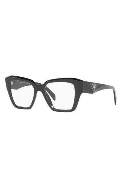 Prada 51mm Square Optical Glasses In Black