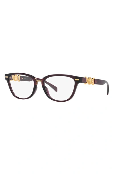 Shop Versace 54mm Cat Eye Optical Glasses In Transparent Violet