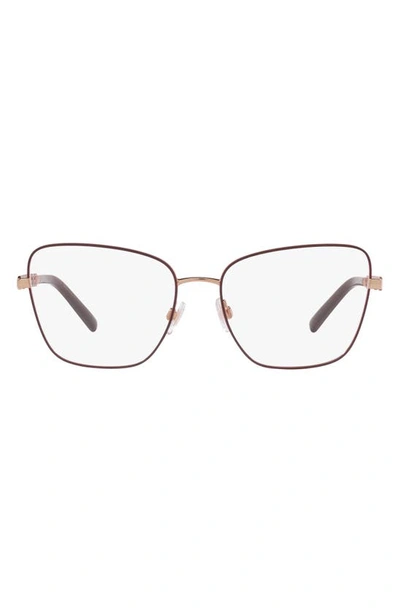 Shop Dolce & Gabbana 57mm Butterfly Optical Glasses In Rose Gold/ Bordeaux