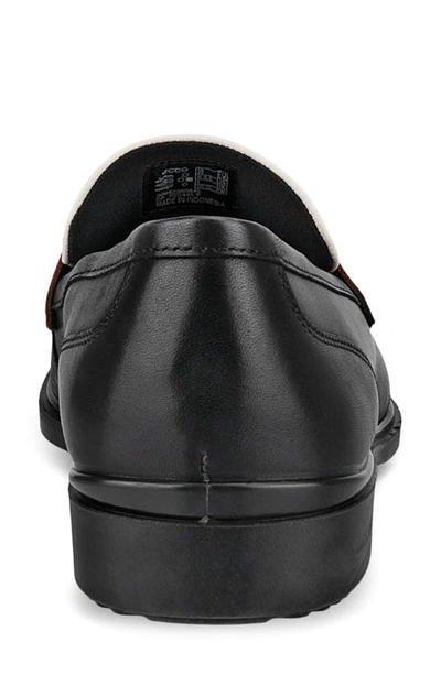 Shop Ecco Penny Loafer In Black/ Limestone/ Cognac