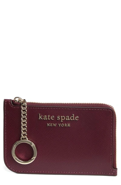 Shop Kate Spade Cameron Medium L-zip Card Holder In Deep Berry