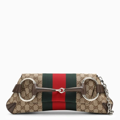 Shop Gucci Horsebit Chain Medium Bag In Gg Supreme In Beige