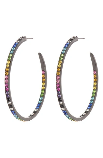 Shop Kurt Geiger Pavé Crystal Hoop Earrings In Grey Multi