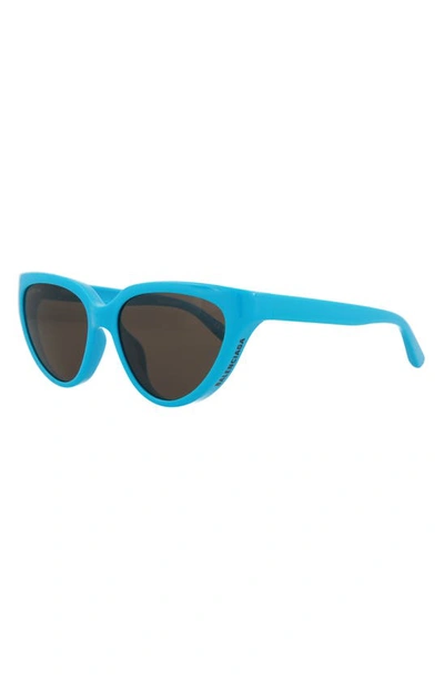 Shop Balenciaga Core 56mm Cat Eye Sunglasses In Light Blue Grey